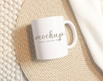 Mug Mockup 11oz | Boho Collection | White Ceramic Coffee Cup Mock up JPG and PNG Digital Download