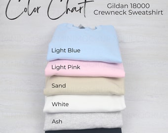 Gildan 18000 Color Chart | Flatlay Mockup Gilden Color Chart Mock up Mens Color Guide Womens Color Swatches JPG and PNG Digital Download