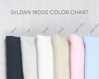 Gildan 18000 Color Chart | Flatlay Mockup Gilden Color Chart Mock up Mens Color Guide Womens Color Swatches JPG and PNG Digital Download
