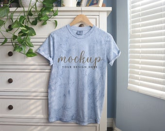 Comfort Colors 1745 Colorblast Mockup Ocean | Short Sleeve Unisex Shirt Mock up Ocean JPG and PNG Digital Download