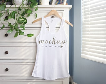 Next Level 1533 Tank Mockup White | Womens Ideal Racerback Tank Mock Up White JPG and PNG Digital Download