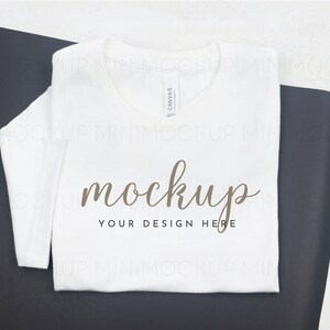 Bella Canvas 3001 Mockup White | Short Sleeve Unisex Shirt Mock up White Flatlay Tshirt Mocks JPG and PNG Digital Download
