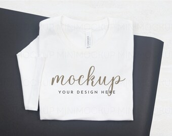 Bella Canvas 3001 Mockup White | Short Sleeve Unisex Shirt Mock up White Flatlay Tshirt Mocks JPG and PNG Digital Download