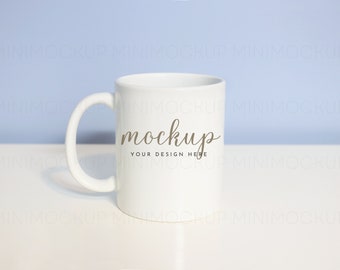 Mug Mockup 11oz | White Ceramic Coffee Cup Mock up JPG and PNG Digital Download