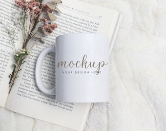 Mug Mockup 11oz | Cozy Collection | White Ceramic Coffee Cup Mock up JPG and PNG Digital Download