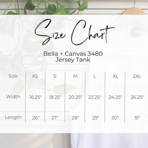 Bella Canvas 3480 Size Chart | Jersey Tank Size Chart Bella and Canvas Mockup Tank Top Size Guide Collection JPG and PNG Digital Download