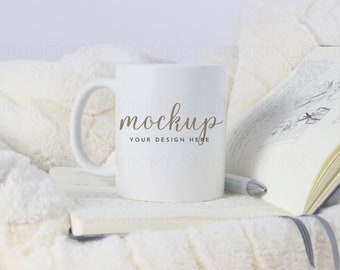 Mug Mockup 11oz | Cozy Collection | White Ceramic Coffee Cup Mock up JPG and PNG Digital Download