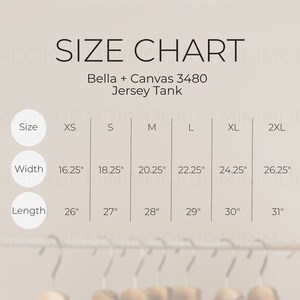 Bella Canvas 3480 Size Chart | Jersey Tank Size Chart Bella and Canvas Mockup Tank Top Size Guide Collection JPG and PNG Digital Download