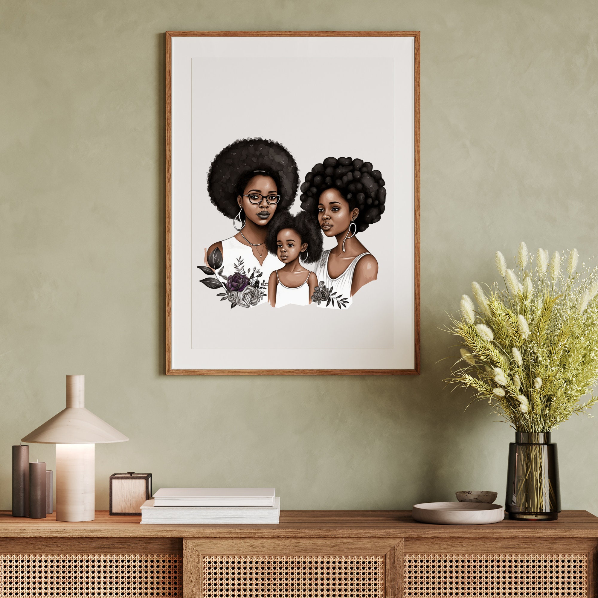 Afro Mother's Day Wall Art Black Mama and Me Gift African Mothers Day ...