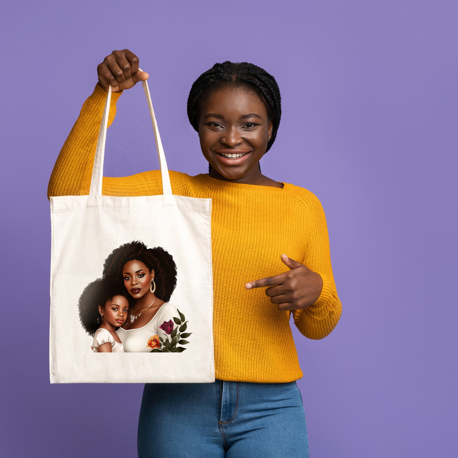 Afro Mother's Day Wall Art Black Mama and Me Gift African Mothers Day ...