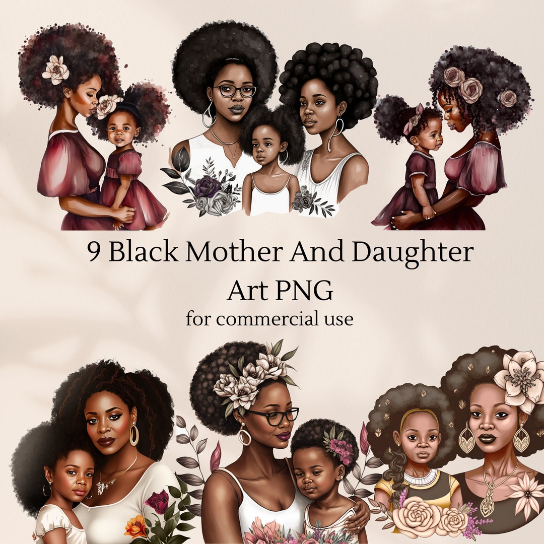 Afro Mother's Day Wall Art Black Mama and Me Gift African Mothers Day ...