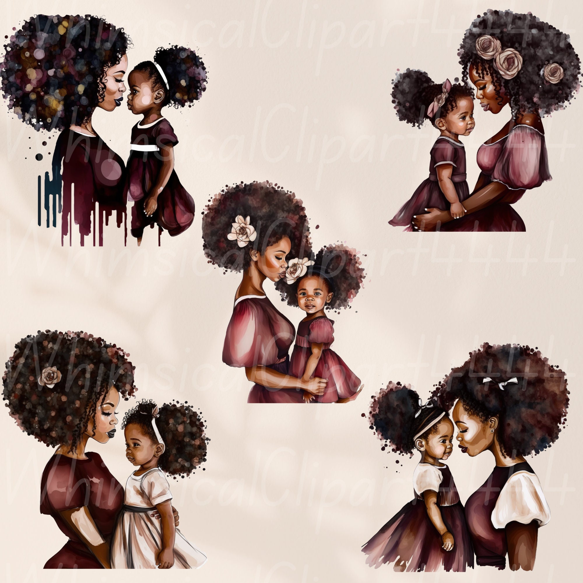 Afro Mother's Day Wall Art Black Mama and Me Gift African Mothers Day ...