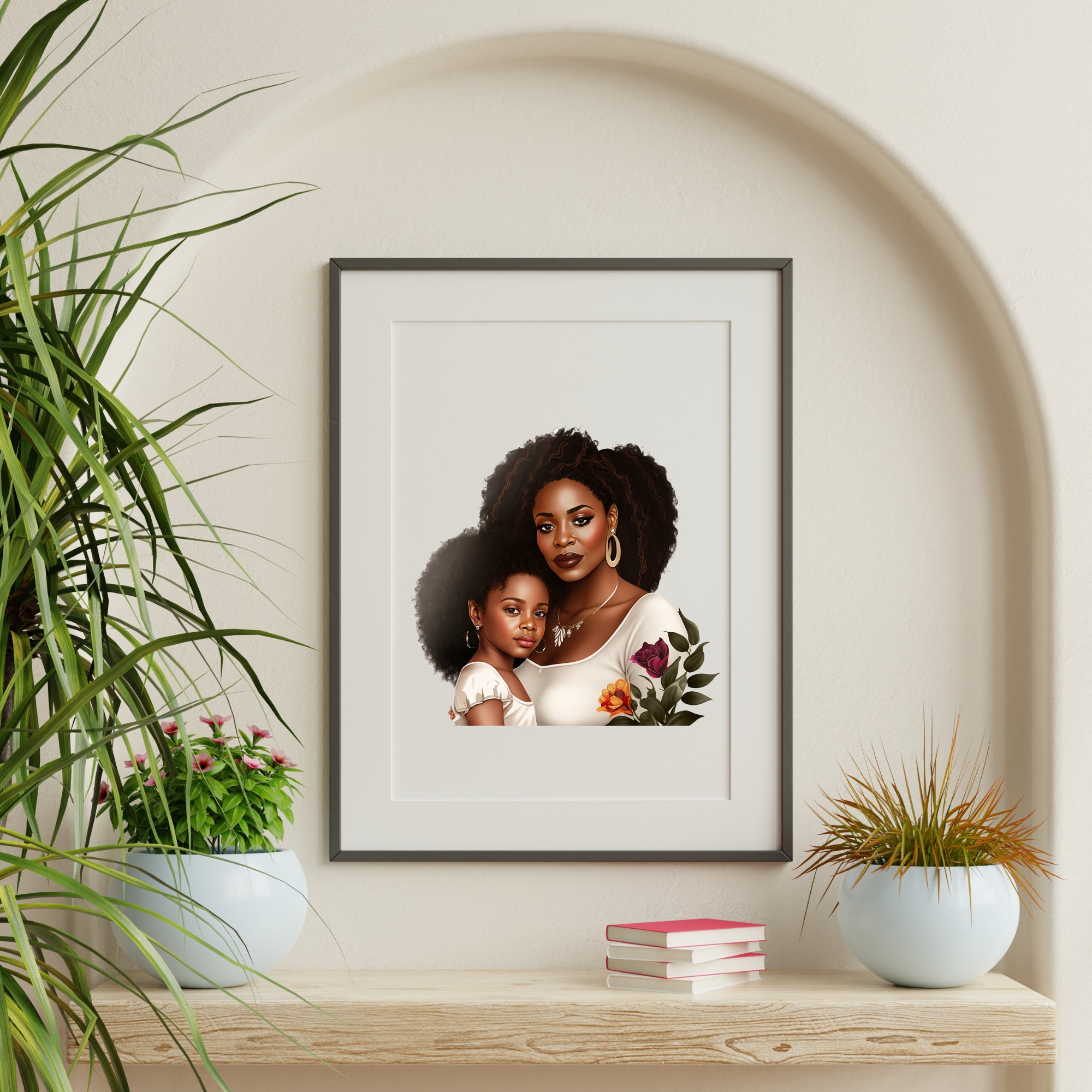 Afro Mother's Day Wall Art Black Mama and Me Gift African Mothers Day ...