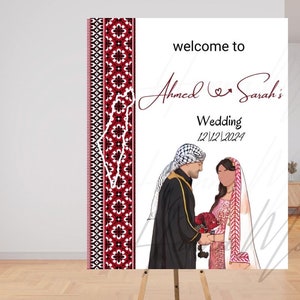 Palestine Poster Henna Wedding Sign Henna Entrance Sign Palestine Henna Palestinian Sign ,Custom Sign Embroidery Tatreez Arabic English