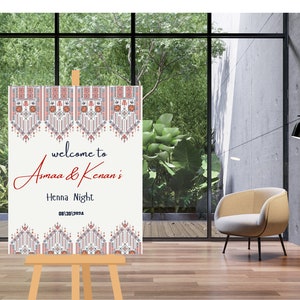 Palestine Poster Henna Wedding Sign Henna Entrance Sign Palestine Henna Palestinian Sign ,Custom Sign Embroidery Tatreez Arabic English