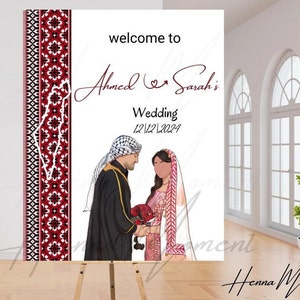 Palestine Poster Henna Wedding Sign Henna Entrance Sign Palestine Henna Palestinian Sign , Embroidery Tatreez,Digital Download- Editable