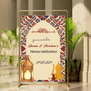 Palestine Poster Henna Wedding Sign Henna Entrance Sign Palestine Henna Palestinian Sign ,Custom Sign Embroidery Tatreez Arabic English