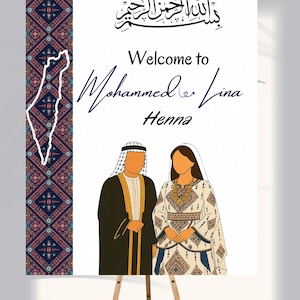 Palestine Poster Henna Wedding Sign Henna Entrance Sign Palestine Henna Palestinian Sign ,Custom Sign Embroidery Tatreez Arabic English