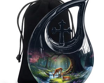 Urna de ciervo del bosque - Urna de cremación para cenizas - Urna conmemorativa para seres queridos - Urna con temática animal - Urna del bosque - Urna decorativa para hombres y mujeres