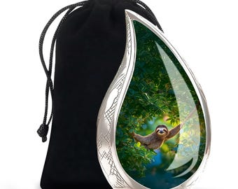 Urna de perezoso para cenizas humanas - Recuerdo conmemorativo de la selva - Urna artesanal para hombres y mujeres adultos - Urna de la selva