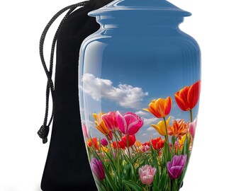 Tulip Cremation Urn for Ashes, Floral Memorial Keepsake Urn, Flower Tribute Urn, Burial Decorative Urn, Funeral Urn For Women