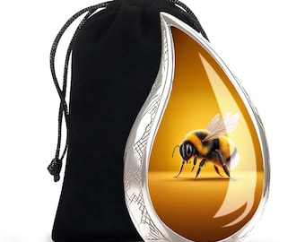 Urna de cremación con forma de abeja - Urna conmemorativa amarilla - Urna con forma de mosca para hombres y mujeres adultos - Urna para restos humanos - Urna funeraria para cenizas