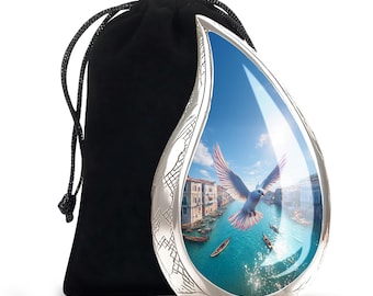 Urna crematoria con forma de paloma para cenizas humanas - Urna blanca con forma de pájaro - Urna azul océano - Urna conmemorativa para hombres y mujeres adultos - Urna funeraria