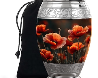 Urna de cremación con forma de amapola - Urna conmemorativa para cenizas humanas - Urna floral - Urna de recuerdo para cenizas - Urna decorativa única