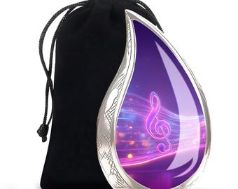 Urna musical - Urna de cremación morada - Urna conmemorativa para adultos - Recuerdo para amantes de la música - Urna musical personalizada - Urna funeraria