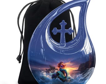Urna de sirena personalizada - Urna de cremación para cenizas - Urna funeraria con temática oceánica para adultos - Urna funeraria - Urna conmemorativa para seres humanos