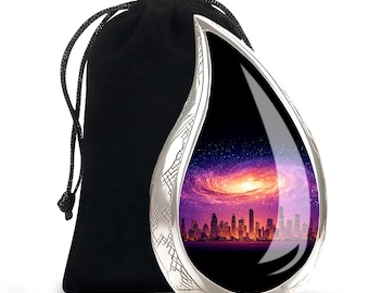Urna Galaxy City para cenizas - Urna funeraria conmemorativa para cenizas humanas - Urna personalizada - Urna decorativa para entierro