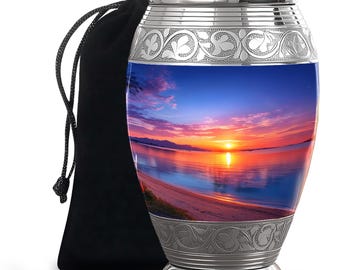 Urna de cremación de playa para cenizas humanas - Urna funeraria Sunset - Urna decorativa - Urna conmemorativa para hombres y mujeres