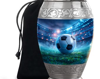 Urna de cremación con temática de fútbol para cenizas - Urna con temática deportiva - Urna para cenizas humanas - Urna conmemorativa para adultos (hombres y mujeres)