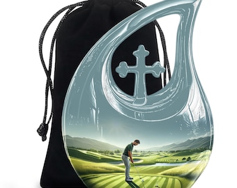 Urna de Golfista - Urna Decorativa - Memorial para Amantes del Golf - Urna Personalizada Única para Cenizas - Urna de Cremación para Adultos (Hombres y Mujeres)