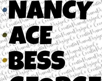 The Crew Names - Nancy Drew - Black Lettering