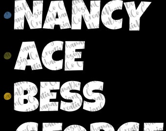 The Crew Names - Nancy Drew - White Lettering