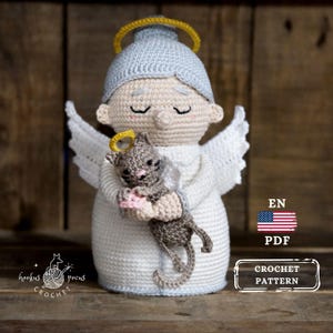 Crochet Pattern – Granny Angel with Angel Cat, PDF, Digital Download