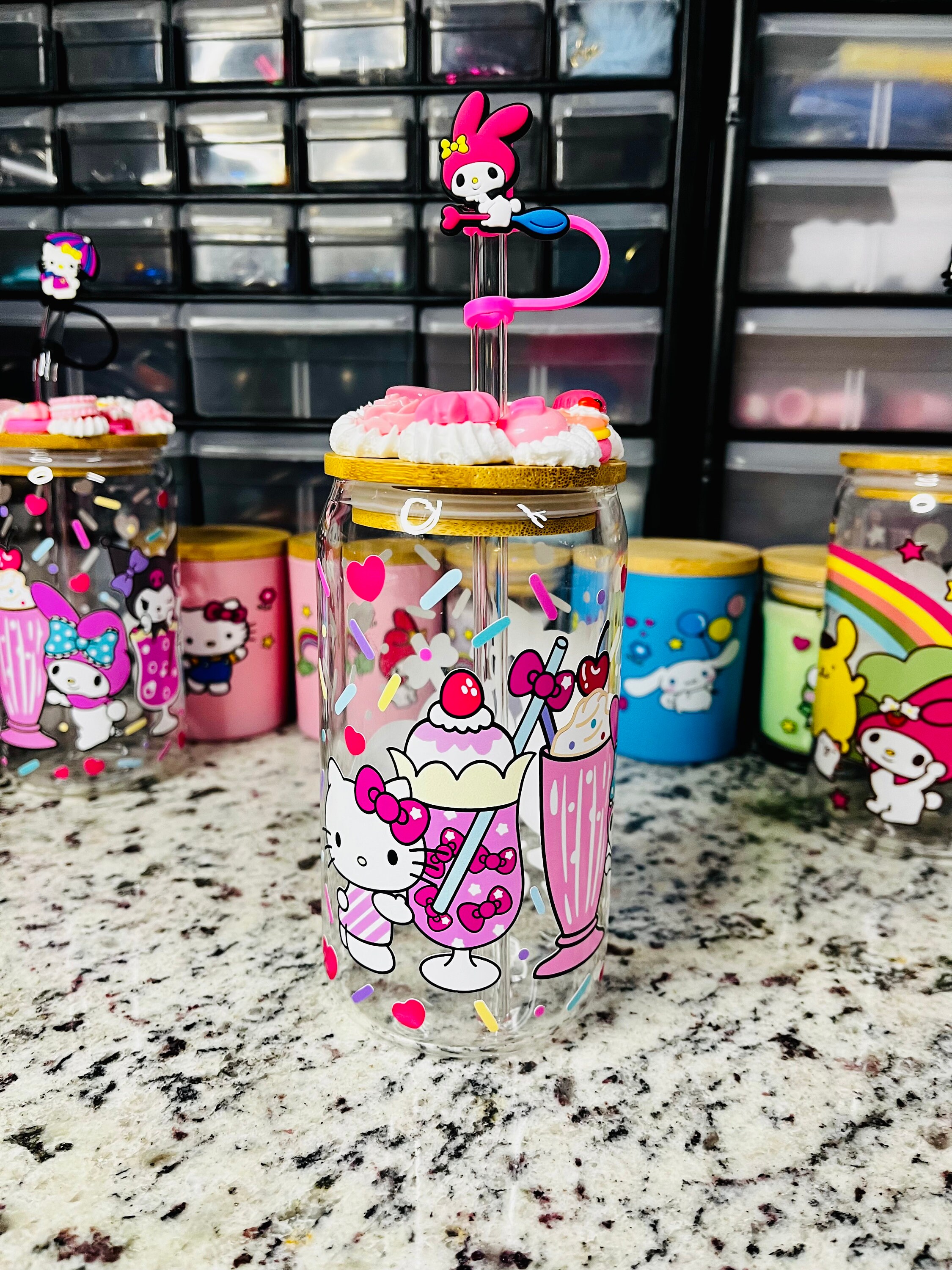Pure White Hello Kitty Stanley Dupe Tumbler With Straw Topper 