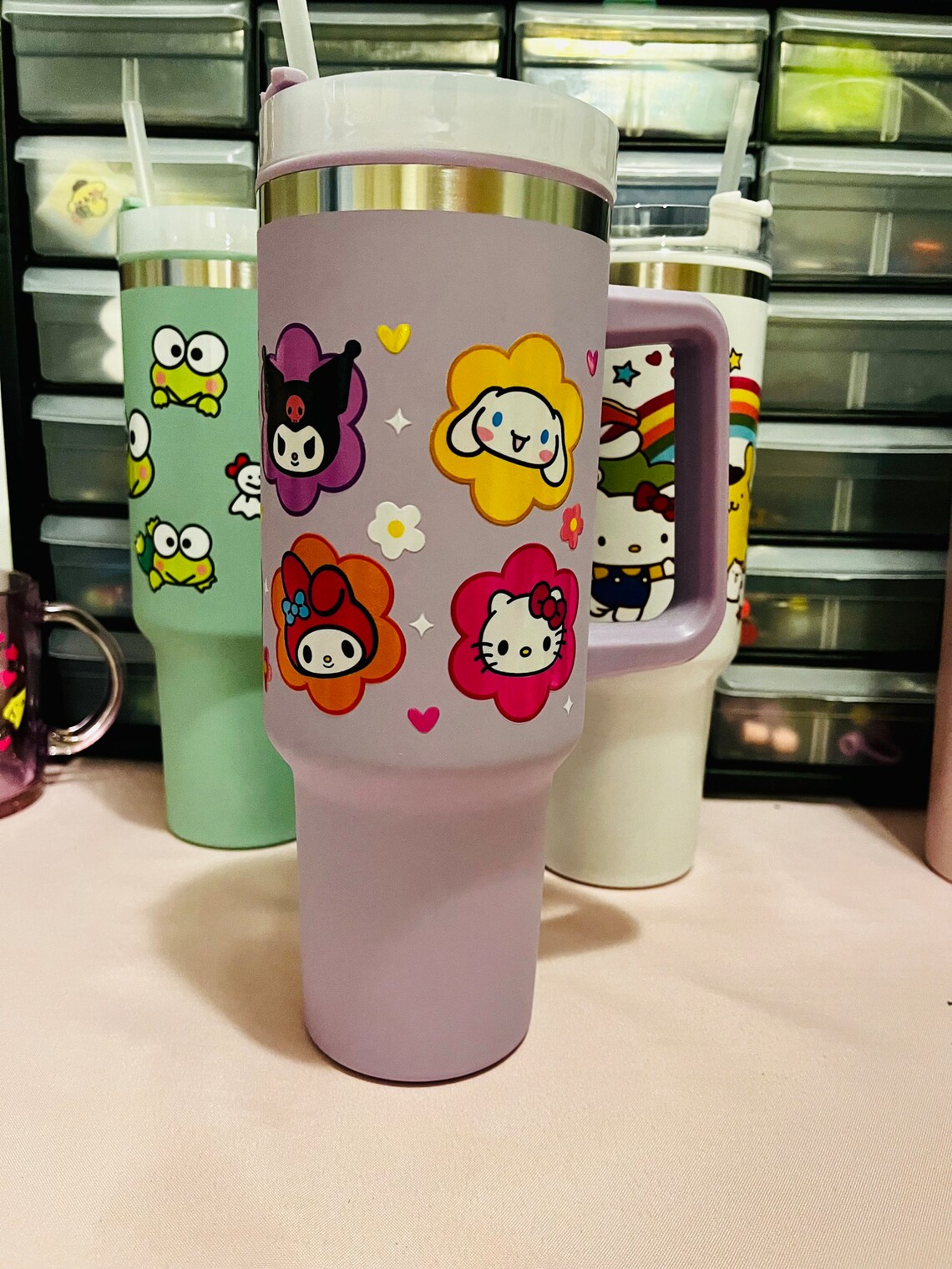 Purple Hello Kitty & Friends Stanley Dupe Tumbler With Straw Etsy