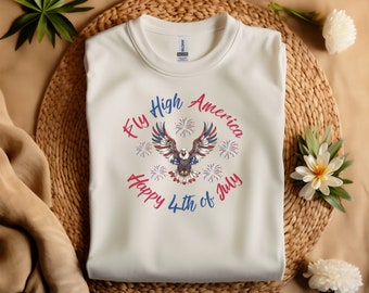 Fly High America 4th of July Tshirt Independence celebration American T-shirt