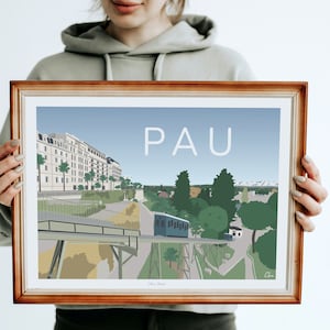 Poster Pau / Poster Béarn / Poster dei Pirenei / Poster vintage Pau / Cornice decorativa dei Pirenei