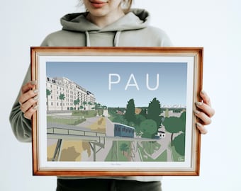 Pau poster / Béarn poster / Pyrenees poster / Pau vintage poster / Pyrenees decorative frame