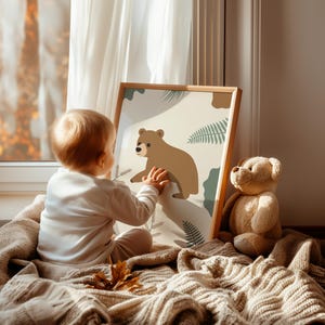 Cartel de oso para niños / cartel de la habitación del bebé / decoración de la pared de animales / decoración de los niños / idea de regalo de nacimiento / cartel de decoración de la habitación del niño