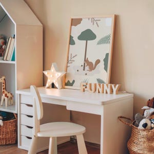 Cartel de ardilla para niños / cartel de la habitación del bebé / decoración de la pared de animales / decoración infantil / idea de regalo de nacimiento / Marco de la habitación de los niños