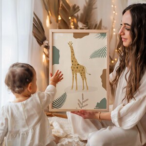Cartel de jirafa para niños / cartel de la habitación del bebé / decoración de la pared de animales / decoración de los niños / idea de regalo de nacimiento / cartel de decoración de la habitación del niño
