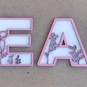 Archivo de corte SVG DXF IA con alfabeto completo de flores silvestres (láser o Cricut)