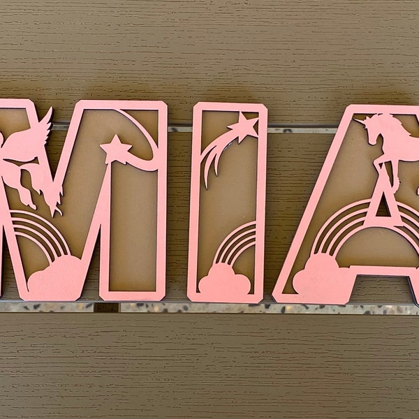 Unicorn Alphabet letters SVG DXF IA Cut file (Laser or Cricut)