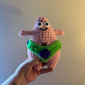 Patrick Star Crochet Plush | Handmade Amigurumi Patrick | Sponge-Inspired Crochet Toy | Ready to Ship