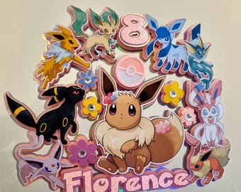 Adorno para tarta personalizado de las evoluciones de Pokémon Eevee