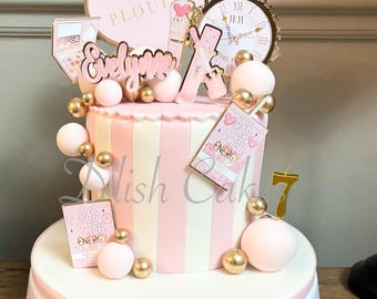 Make Up Set Birthday Cake Topper Pink Gold Personalised Set of 8